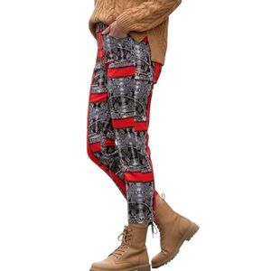 Patchwork Chain Graphic Animal  Print Pants Stretchy Zip Sz 14 NWOT